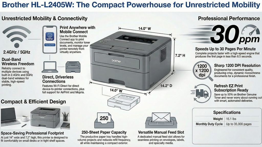 Brother 2405W Info Sheet with Full Specifications