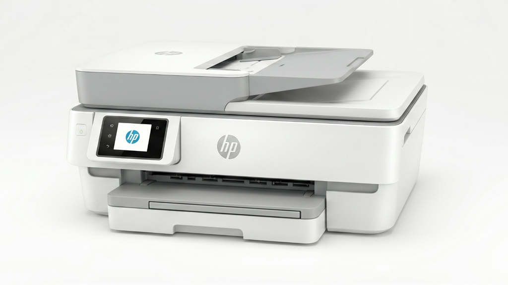 HP envy 6155 printer front view on a white background