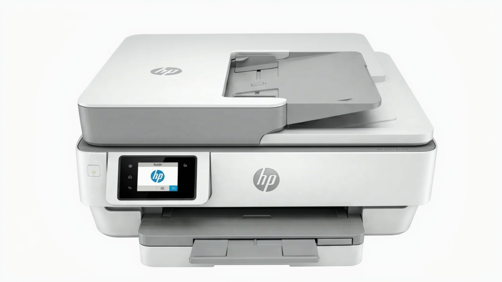 A clean, front-facing view of the HP Envy 6155e All-in-One printer on a solid white background. 